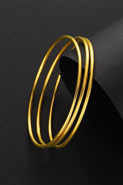 Chavin 3 Adet Gold Çelik Ajda Bilezik Halka Kadın Bileklik ev10sr-3