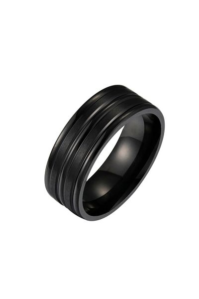 Chavin Men's Steel Ring - Black String Plated Wedding Ring Ec43Sy