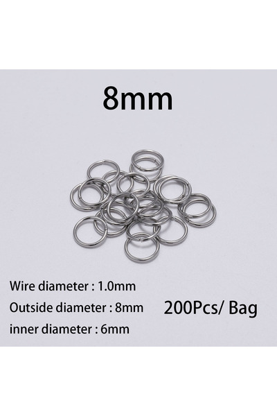 Choice 1.0 x 8mm 200pcs 30-200Pcs 3-25mm Stainless Steel Split Ring Open Single Loops Jump Rings Connector