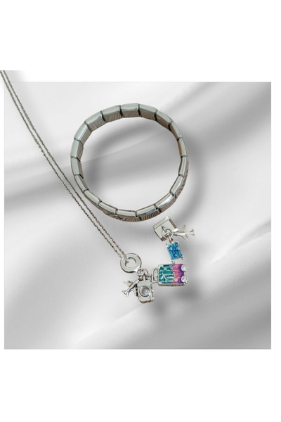 HER YAŞ GÜZEL Seyahat Detaylı Çelik Kolye ve Charm