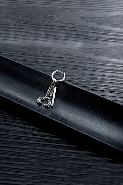 Chavin Men's Earrings Ef38 - Steel Dangle Rod