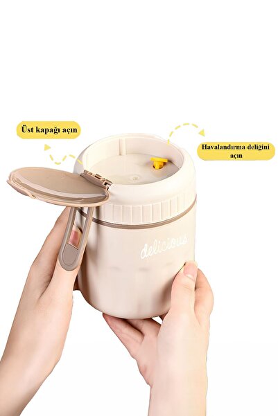 Weather Forecast 304 Çelik Bej 500 ml Yemek Mama Saklama Kabı (SICAK TUTMAZ) cin565