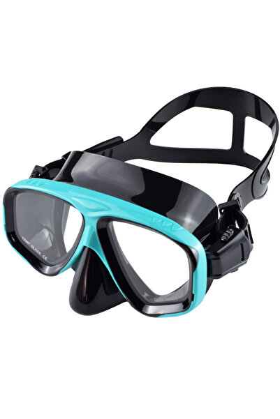 Choice قناع غطس أسود وأخضر ونظارات سباحة وغوص وتنورة سيليكون وعدسة زجاجية مقواة ورؤية واسعة