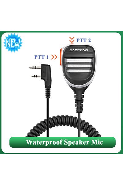 BAOFENG Dual PTT-Silver Baofeng  Speaker Microphone Waterproof PTT Mic For UV-5R UV-16 UV-13 UV-21 UV17 Two