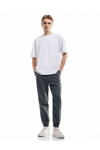 Koton Chino Pocket Cotton Jogger Pants with Lace-Up Waist