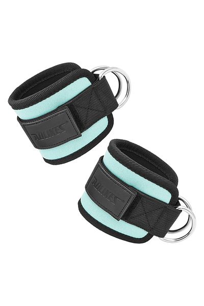 Aolikes 1Pair Cyan AOLIKES Adjustable Padded Ankle Wrist Cuffs Padded Straps D-Ring Glute Kickback for Cable