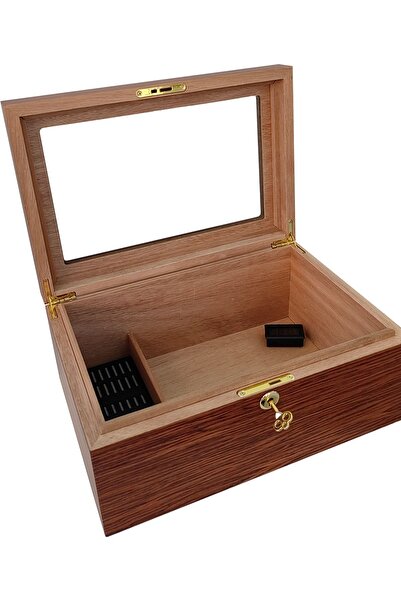 Falconetti Sedir Ağacı Camlı Humidor Puro Kutusu rb98