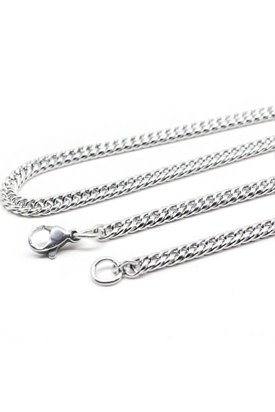 Chavin Grey 60 Cm.4 mm.Braided Gürmet Men's Steel Chain Dm90-4