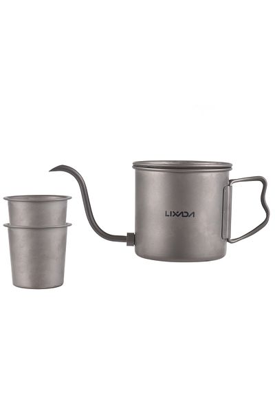 LIXADA Type 3 650ml/550ml/400ml Titanium Coffee Pour Over Kettle Coffee Tea Water Camping Pot Stove Top Cof
