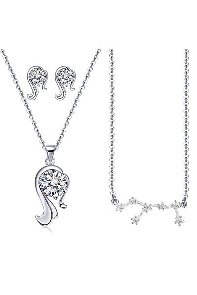 Chavin Virgo Zodiac Zirconia Necklace and Earring Set - Dt30