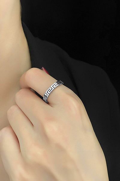 Chavin Silver Steel Ring for Women - ev34by
