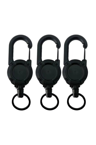 Choice 3 قطع من سلاسل المفاتيح ذات البكرات القابلة للسحب والمتينة باللون الأس...