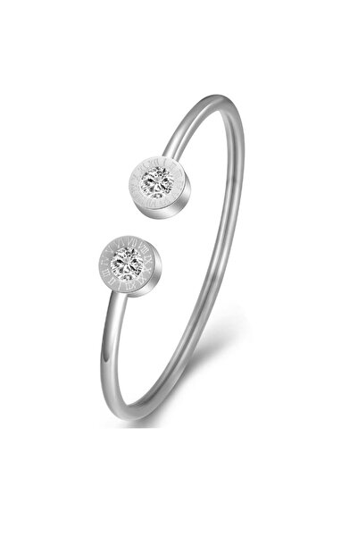 Chavin Bilezik Dizayn Taşlı Ayarlı Kadın Çelik Bileklik ef28