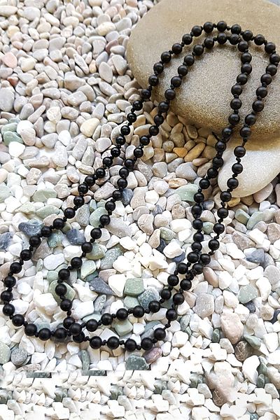 Chavin 70 Cm. 4.5 Mm. Black Onyx Stone Men's Necklace - Ea48