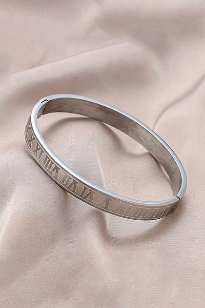 Chavin Roman Numeral Handcuffs Steel Men's Bracelet eu02by