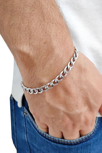 Chavin Gray 7 Mm. Steel Men's Bracelet Eu94By-7