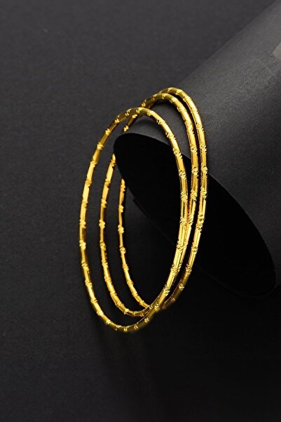 Chavin 3 Adet Gold Çelik Ajda Bilezik Halka Kadın Bileklik ev11sr-3