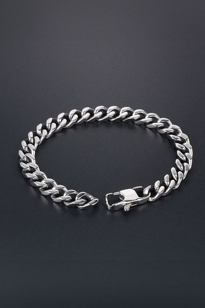 Chavin 8 Mm. 20 Cm. Gray Steel Men's Chain Bracelet Ev02-8