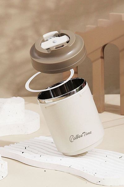 Weather Forecast Beige 304 L Steel - 380 ml Brown Hand Thermos Mug cin566