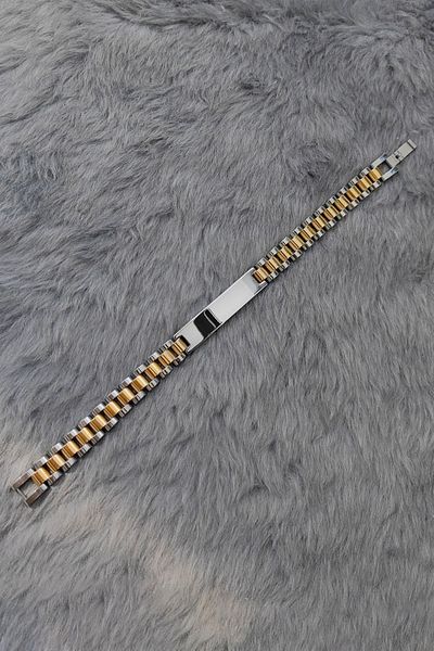Chavin 10 Mm. Gray Gold Stainless Steel Men's Imprint Bracelet Ea40Bysr