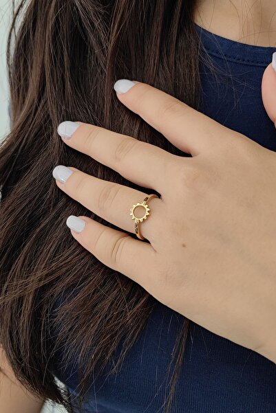 Chavin Steel Gold Sun Model Women's Ring Ev35Sr