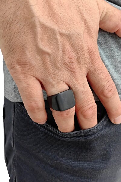Chavin Matte Black Men's Steel Ring dr98