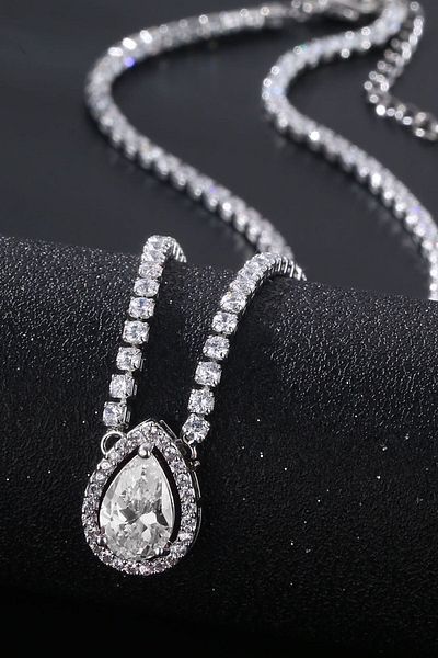 Chavin Wedding Engagement Henna Drop Zircon Stone Necklace Es14by