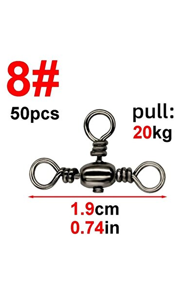 Choice مقاس 8 50 قطعة/حقيبة إكسسوارات صيد مطلية بالنيكل الأسود موصل ثلاثي الأ...