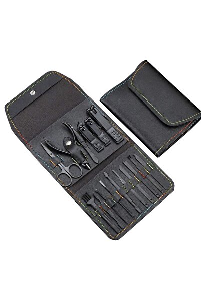 Chavin Deri Çantalı 16 Parça Çelik Manikür Tırnak Makası Seti cin370sy