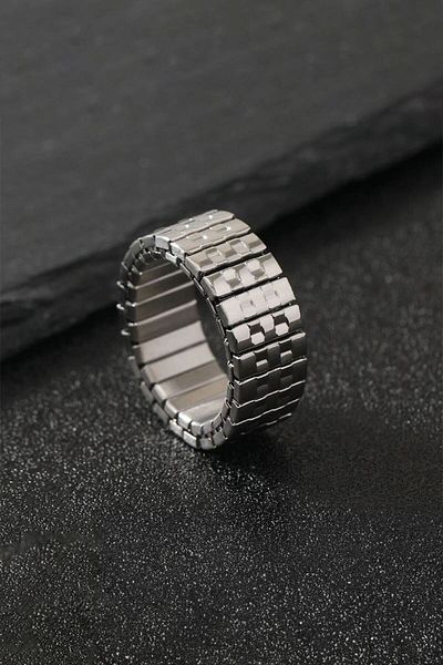 Chavin 10 Mm Wide Unisex Silver Elastic Men's Ring - Ev39by