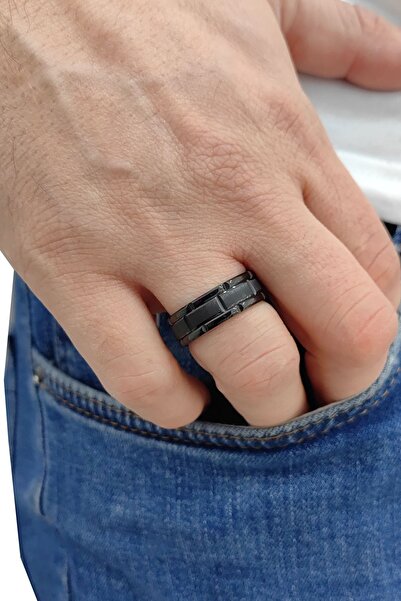 Chavin Black Glossy Men's Titanium Steel Ring Wedding Ring Eu82Sy
