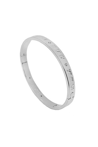 Chavin White Handcuff Bracelet with Rhinestone Roman Numeral Design - Eb88