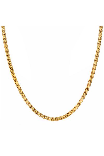 Chavin 5 Mm. 55 Cm. Yellow Gold Twist Steel Men's Chain Dt50-5