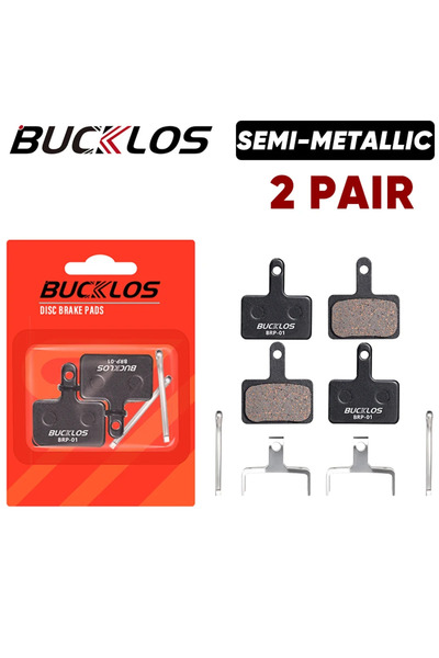 BUCKLOS زوجان من وسادات الفرامل شبه المعدنية للدراجات الجبلية الهيدروليكية لف...