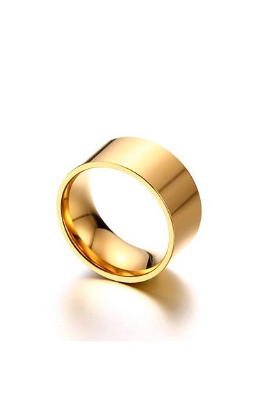 Chavin 10 Mm. Wide Gold Yellow Men's Steel Wedding Ring Ring Dt02