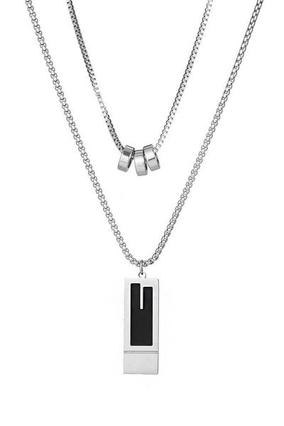 Chavin Grey Steel Necklace - 2 Necklaces & 2 Chains, Eu46By