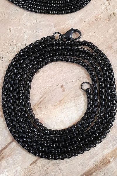 Chavin 60 cm Black Male Steel Chain - Dt37 3 mm