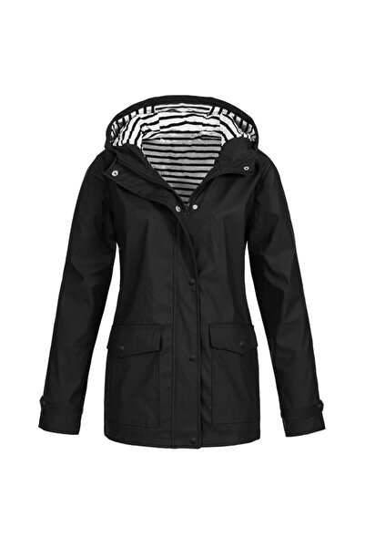 Choice XXXXXL Black New Women Solid Rain Heat Retaining Jacket Outdoor Plus Size Waterproof Hooded Raincoat