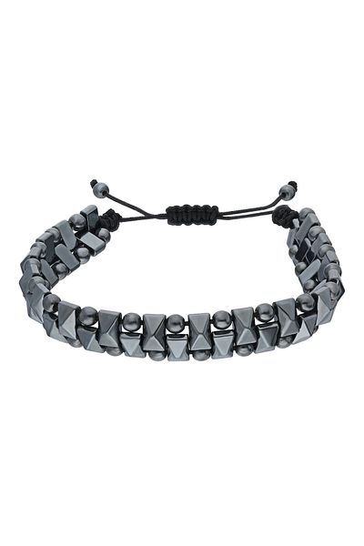 Chavin Hematite Stone Macrame Men's Bracelet Ea94