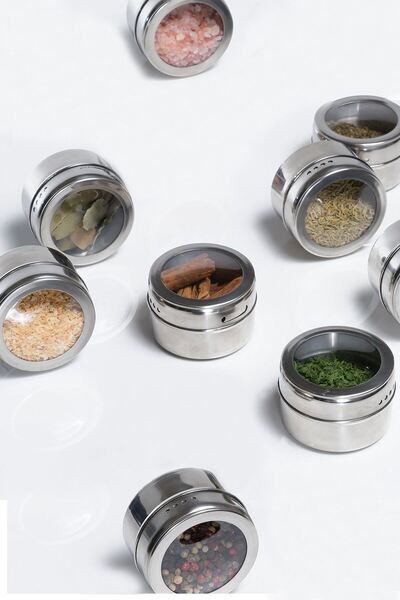 Weather Forecast 12-Piece Magnetized Quality Steel Spice Rack Set Gin114-12