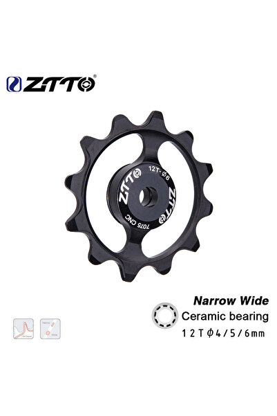 ZTTO قطعة واحدة من مغير السرعة الخلفي للدراجة الجبلية ZTTO 12T 13T أسود اللون، عجلة جوكي عريضة ضيقة 12T 13T، بكرة دب سيراميك