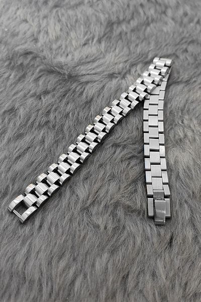Chavin Men's Bracelet - Gray 316 L Steel, 10 Mm. Bright and Matte, Ed02