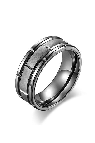 Chavin Black Shiny Men's Titanium Steel Ring Wedding Ring Eu82sy