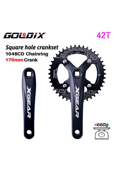 GOLDIX 170mm Crank 42T GOLDIX Square Hole Bicycle Crankset 104BCD Single Chainring Forging Aluminum Alloy