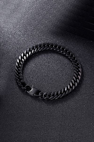 Chavin 10 mmShiny Black Steel Men's Bracelet Dn99sy