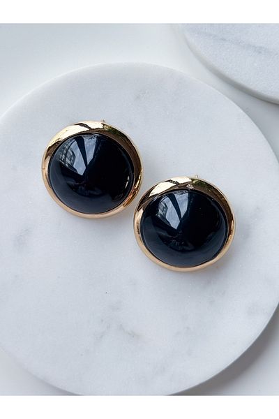 CHARMLUCKY Steel Black Stud Earring