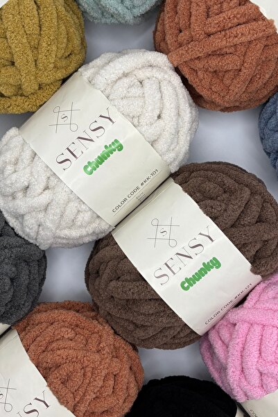 SENSY Chunky Finger Knitting Yarn 200 Gr Hand Knitting Yarn Blanket Yarn Cinnamon