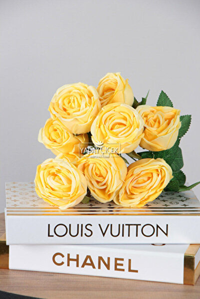 Yapay Çiçek Deposu Изкуствени цветя 9-компонентен букет от рози 42 см жълт