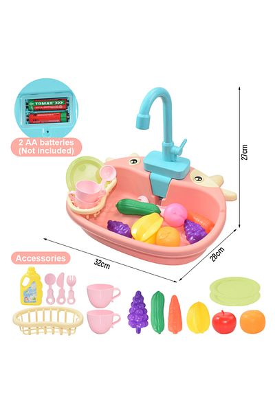 GGbell Size S 02 Kids Kitchen Sink Toys Simulation Electric Dishwasher Mini Kitchen Food Pretend Play House