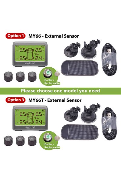 Choice My66 External Sensor Deelife Car Tire Pressure Monitoring System Solar Tpms Tire Pressure Monitor Ti